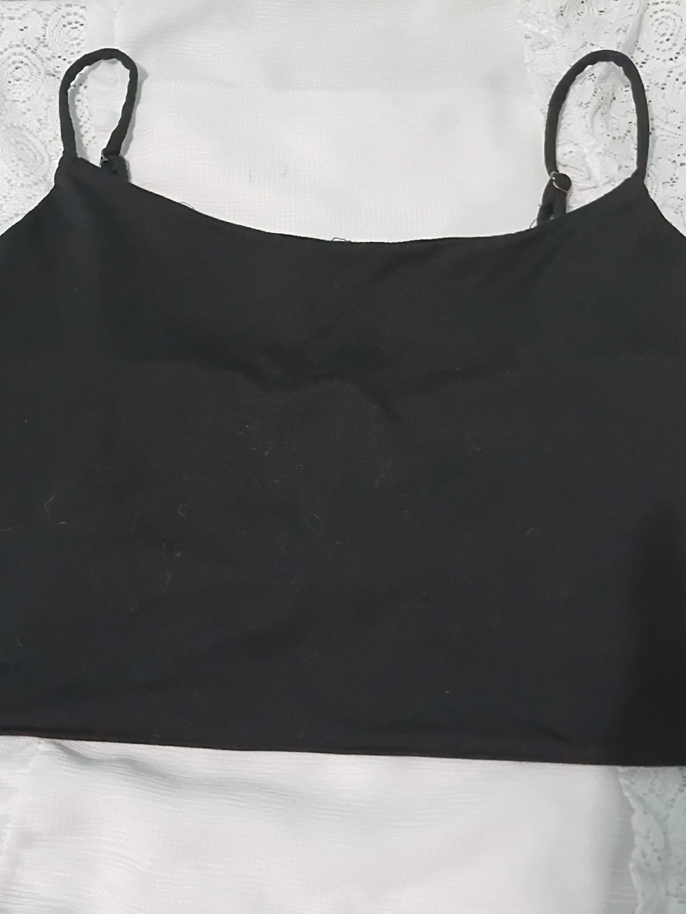 iris Black Spaghetti Strap Crop Camisole